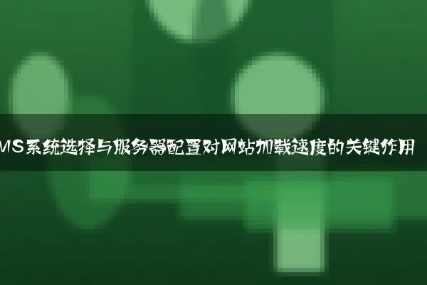CMS系统选择与服务器配置对网站加载速度的关键作用